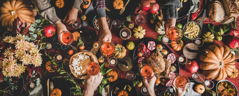 Thanksgiving dinner with pumpkins