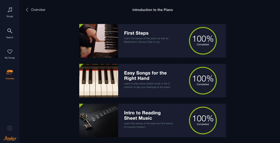 Progress tracking in flowkey