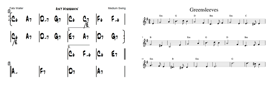 Une grille d’accords et une « lead sheet »